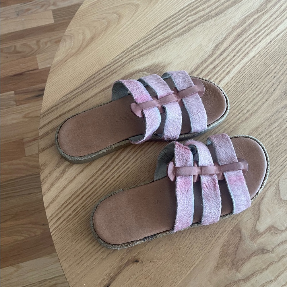 Pink Ponyhair Slides